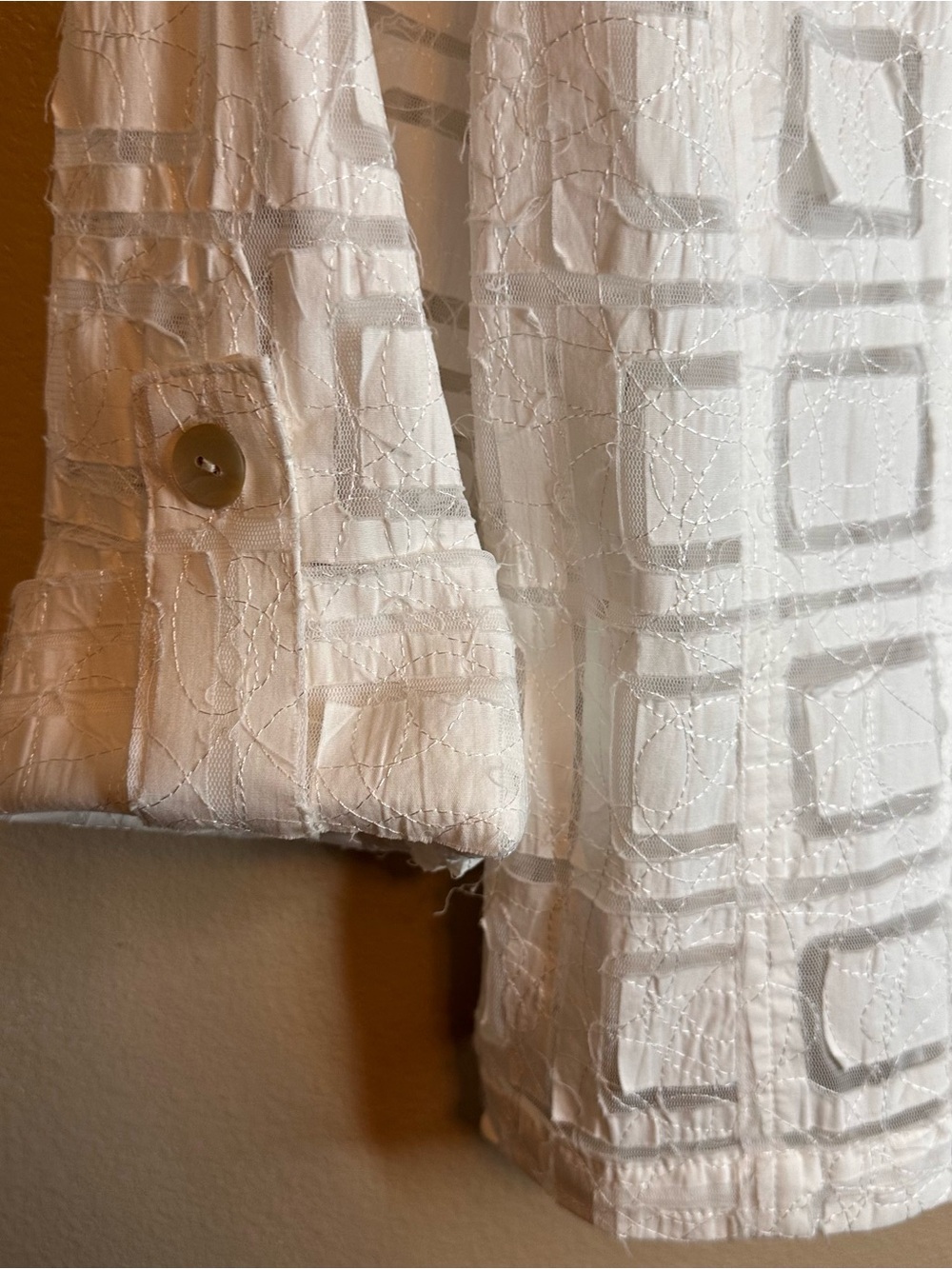 Ruby Rd. White Sheer Textured Square-Pattern Button Jacket - Picture 2 of 5